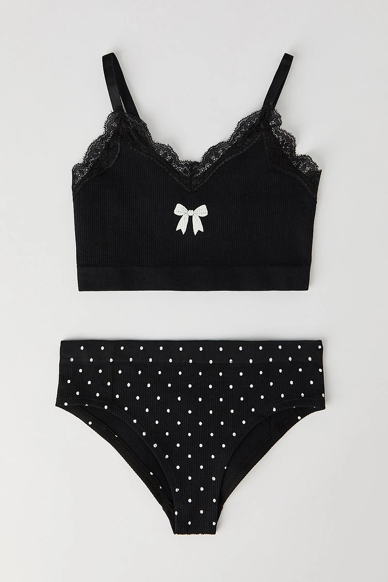 Girls Ribbed Seamless Bra Tank & Underwear Set
