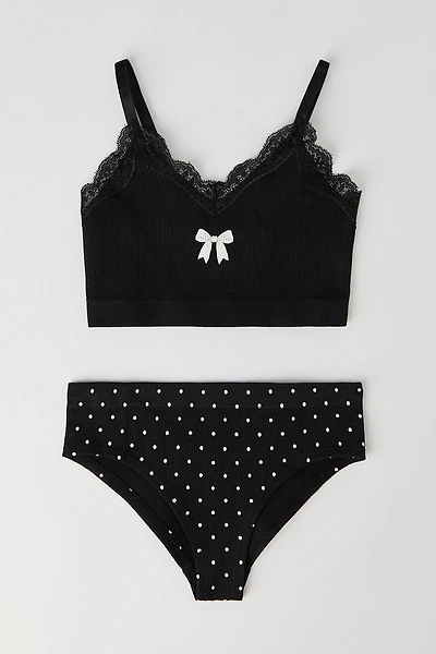 Girls Ribbed Seamless Bra Tank & Underwear Set