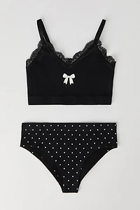 Girls Ribbed Seamless Bra Tank & Underwear Set