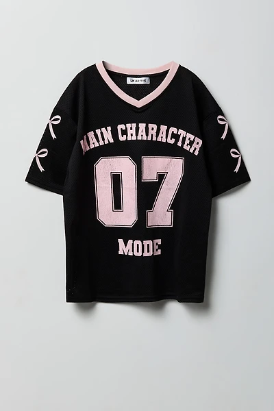 Girls Graphic Mesh Jersey Top