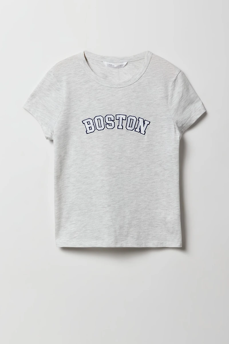 Girls Boston Embroidered T-Shirt