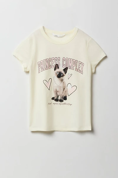 T-shirt à imprimé Princess Complex avec pierres du Rhin pour fille