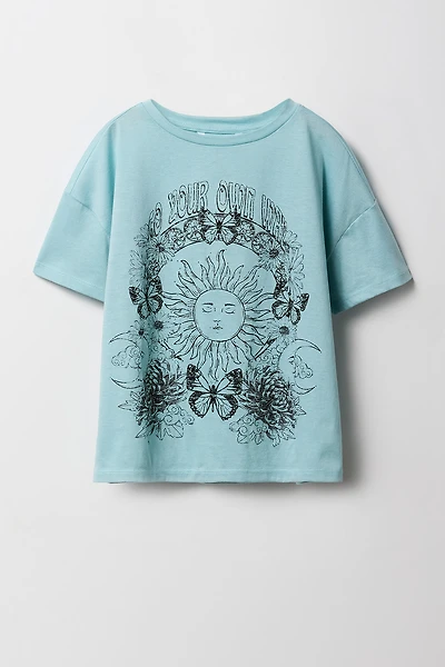 Girls Oversized Cosmic Graphic T-Shirt