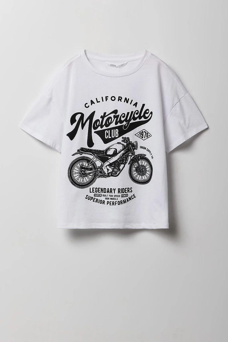 T-shirt surdimensionné à imprimé Motorcycle Club pour filles