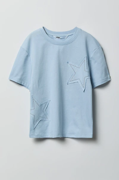T-shirt en coton lourd de luxe imprimé avec pierres du Rhin pour fille