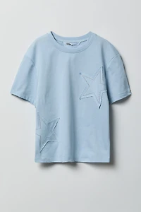T-shirt en coton lourd de luxe imprimé avec pierres du Rhin pour fille