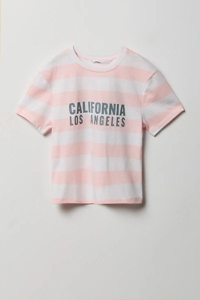 Girls Striped Graphic T-Shirt