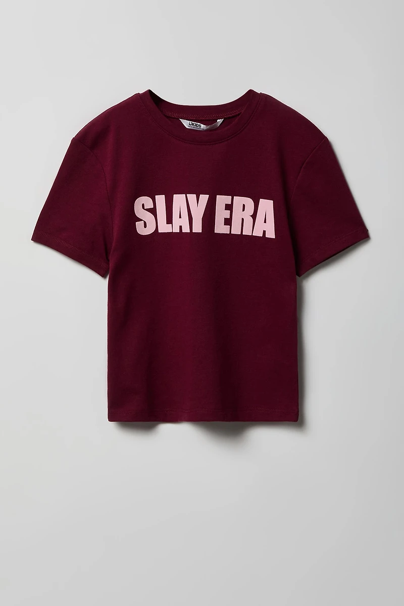 T-shirt imprimé en coton lourd de luxe pour fille