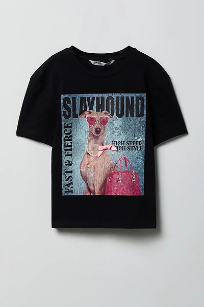 Girls Luxe Heavy Cotton Animal Graphic T-Shirt
