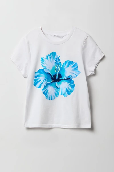 T-shirt à imprimé Hibiscus pour filles
