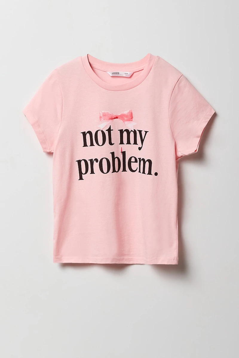 T-shirt à imprimé Not My Problem pour filles