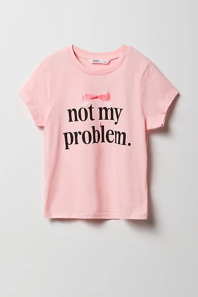 T-shirt à imprimé Not My Problem pour filles