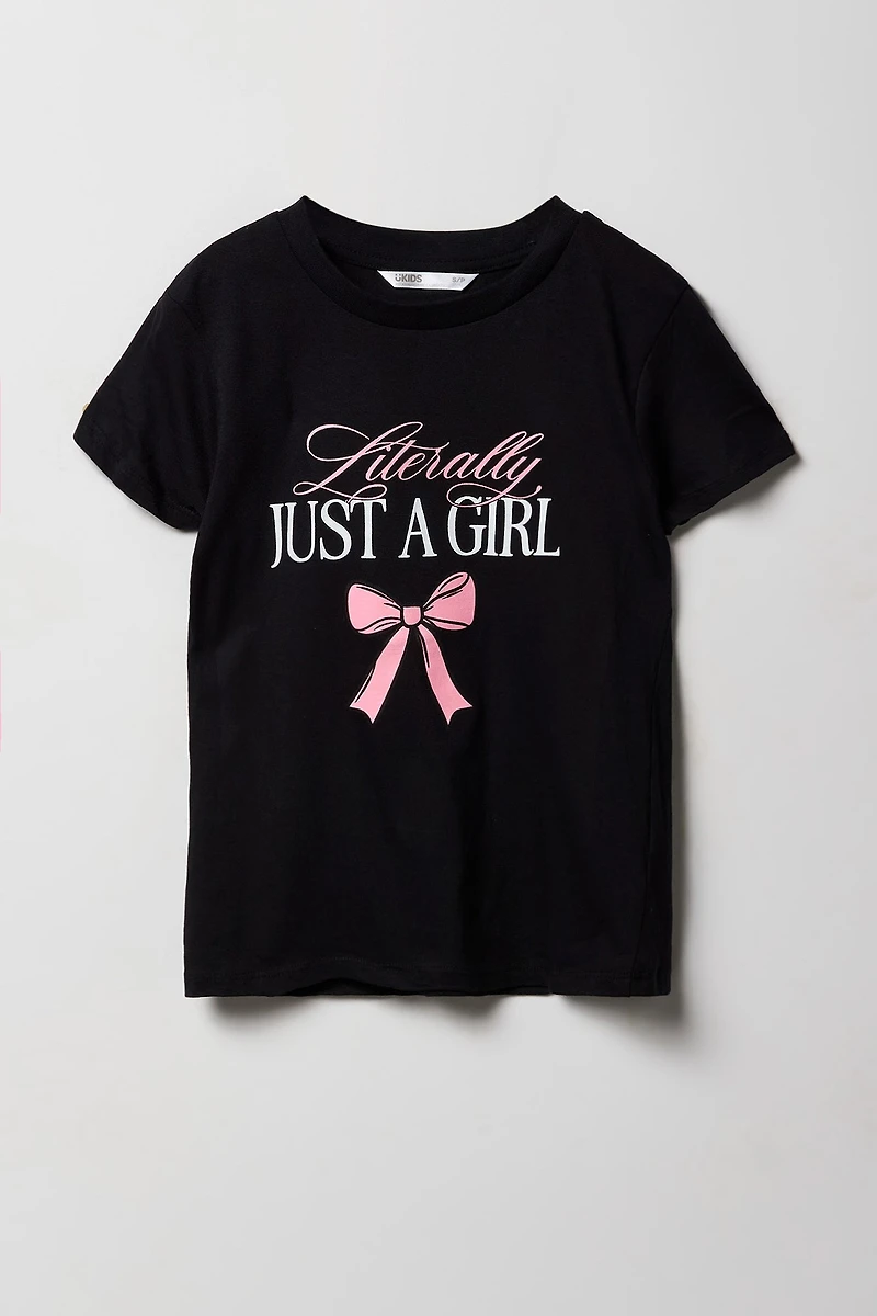Girls Bow Graphic T-Shirt
