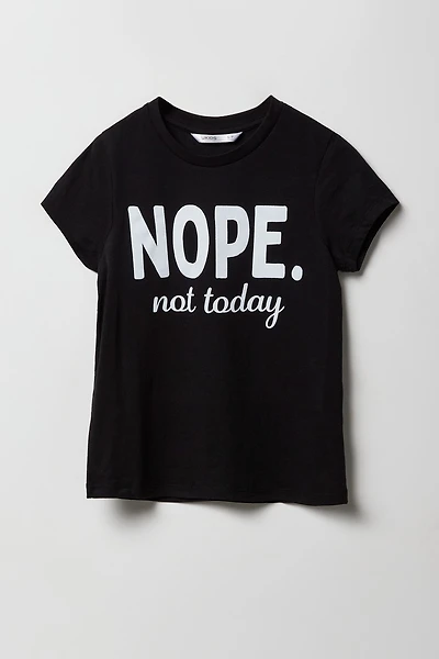 Girls Nope Not Today Graphic T-Shirt