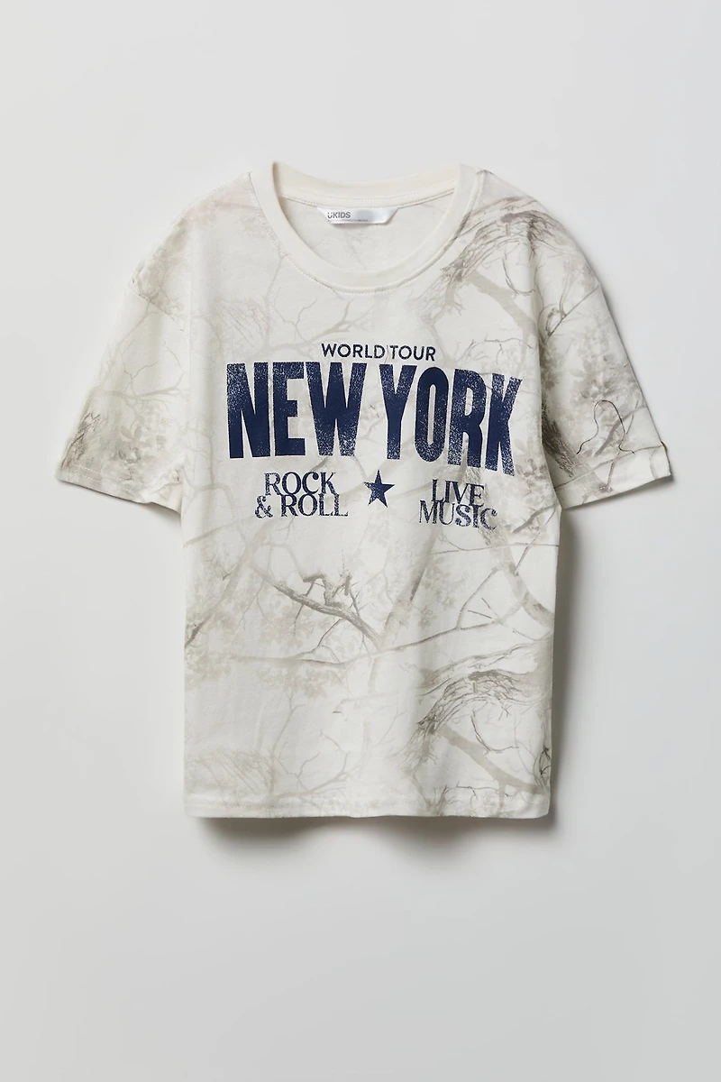 Girls New York Graphic Camo T-Shirt