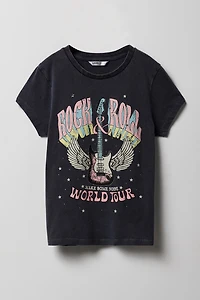T-shirt lavé à imprimé Rock & Roll pour filles