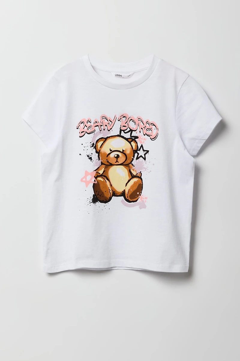 T-shirt à imprimé Beary Bored pour fille
