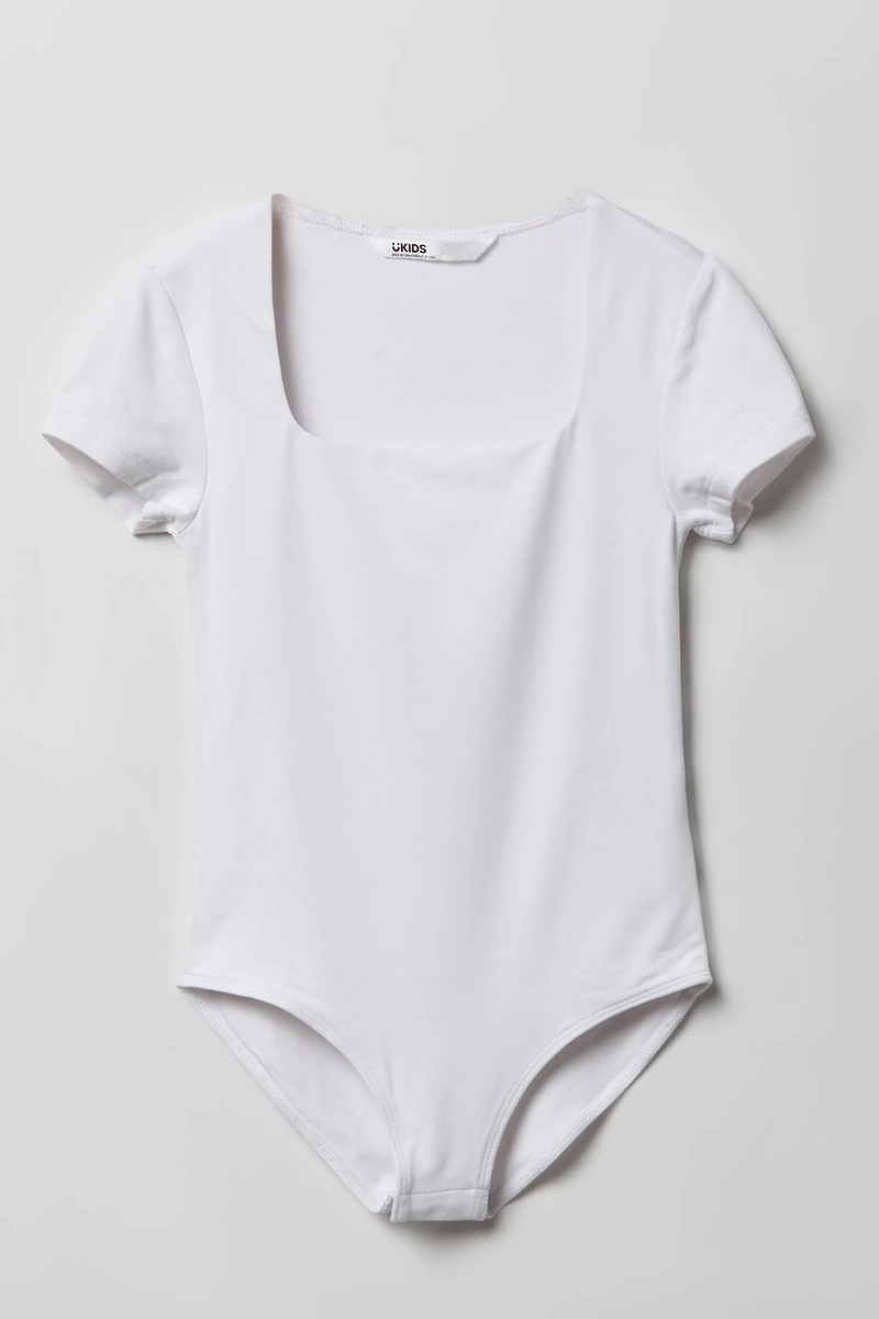 Maillot profilé à encolure carrée pour fille