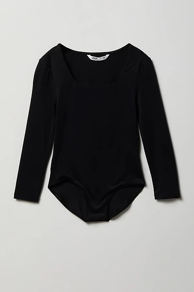 Girls Contour Square Neck Long Sleeve Bodysuit.