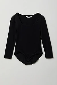 Girls Contour Square Neck Long Sleeve Bodysuit.