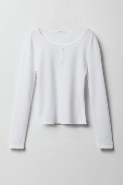 Haut Henley en tricot gaufré et manche longue pour filles
