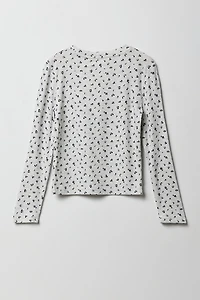 Haut côtelé à manche longue pour filles
