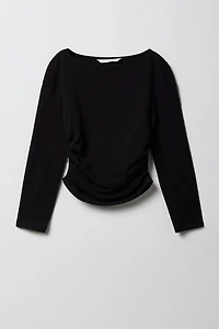 Girls Contour Side Cinched Long Sleeve Top