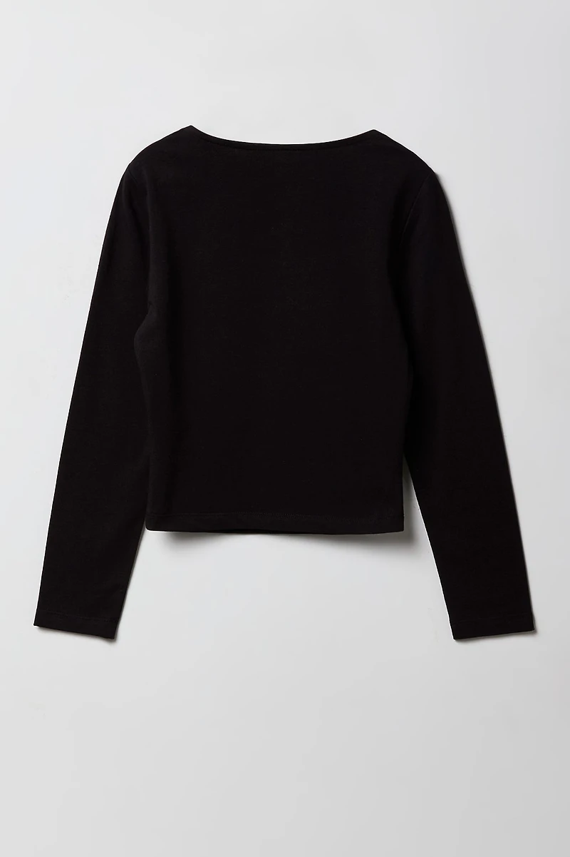 Girls Contour Square Neck Long Sleeve Top