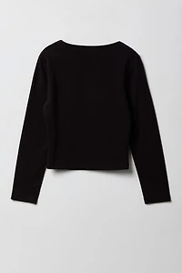 Girls Contour Square Neck Long Sleeve Top