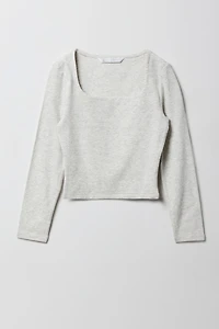 Girls Contour Square Neck Long Sleeve Top