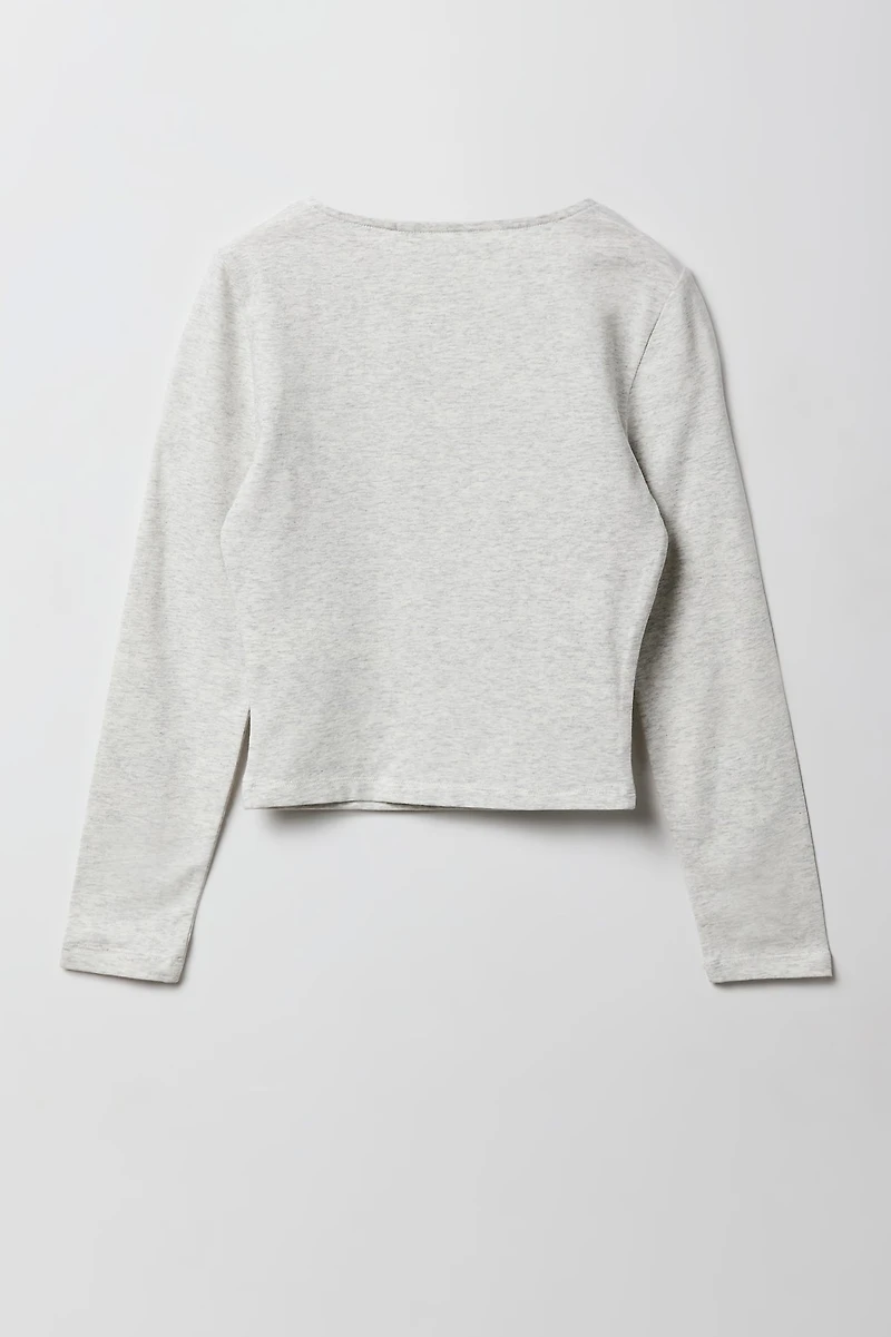 Girls Contour Square Neck Long Sleeve Top