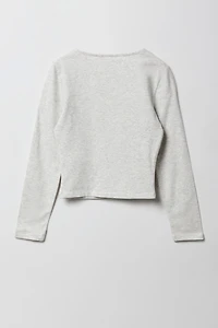 Girls Contour Square Neck Long Sleeve Top