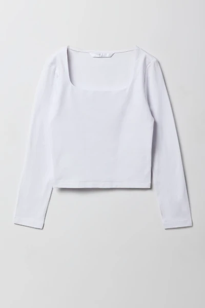 Girls Contour Square Neck Long Sleeve Top