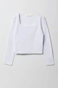 Girls Contour Square Neck Long Sleeve Top