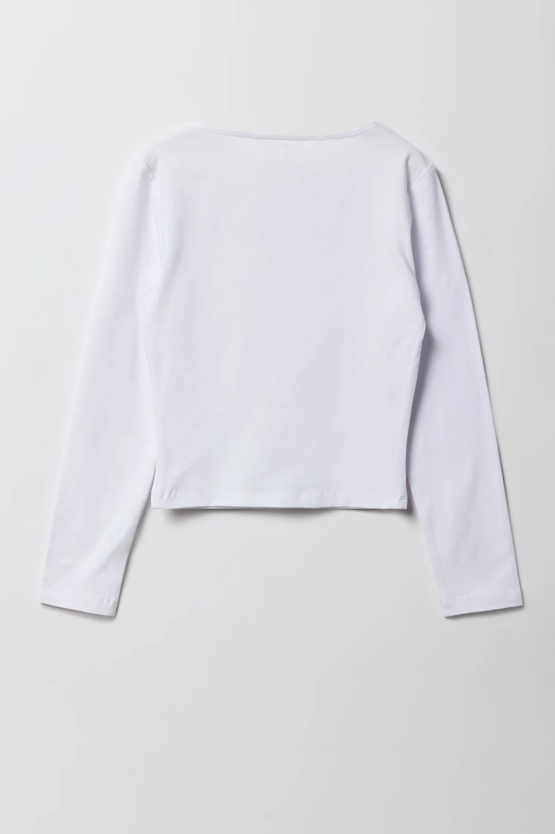 Girls Contour Square Neck Long Sleeve Top