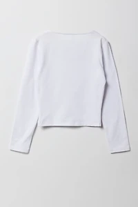 Girls Contour Square Neck Long Sleeve Top