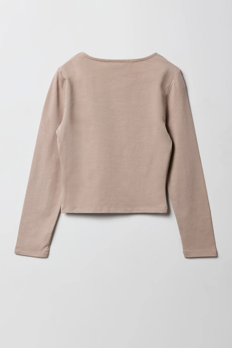 Girls Contour Square Neck Long Sleeve Top