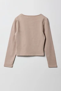 Girls Contour Square Neck Long Sleeve Top