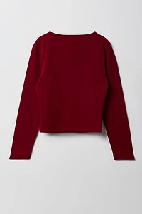 Girls Contour Square Neck Long Sleeve Top