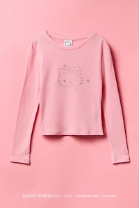Haut à manches longues avec imprimé Hello Kitty® et pierres du Rhin pour fille