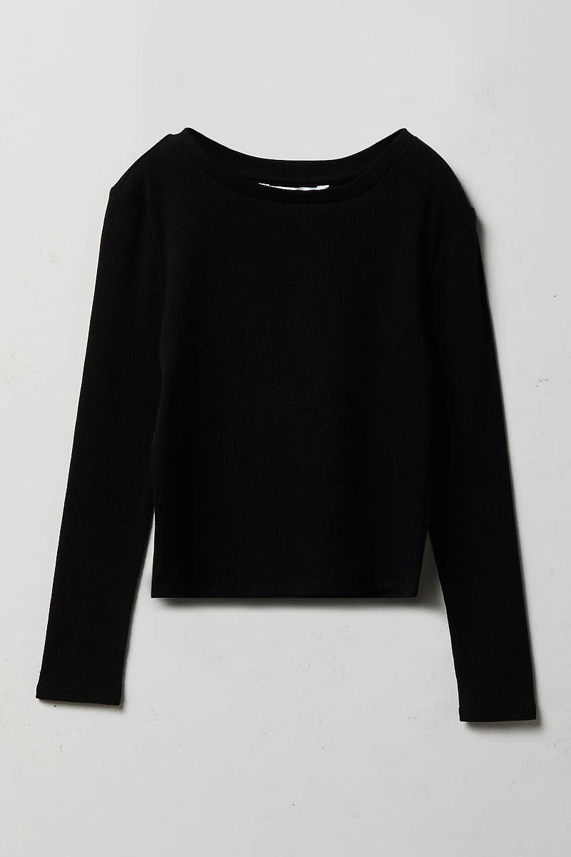 Girls Ribbed Long Sleeve Top
