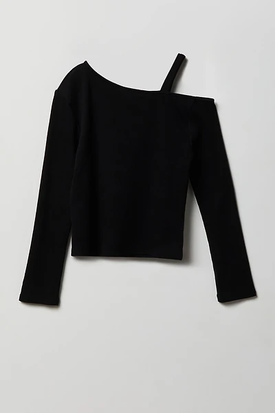 Girls Ribbed One Shoulder Top