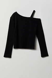 Girls Ribbed One Shoulder Top