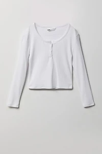 Haut Henley côtelé à manches longues pour fille