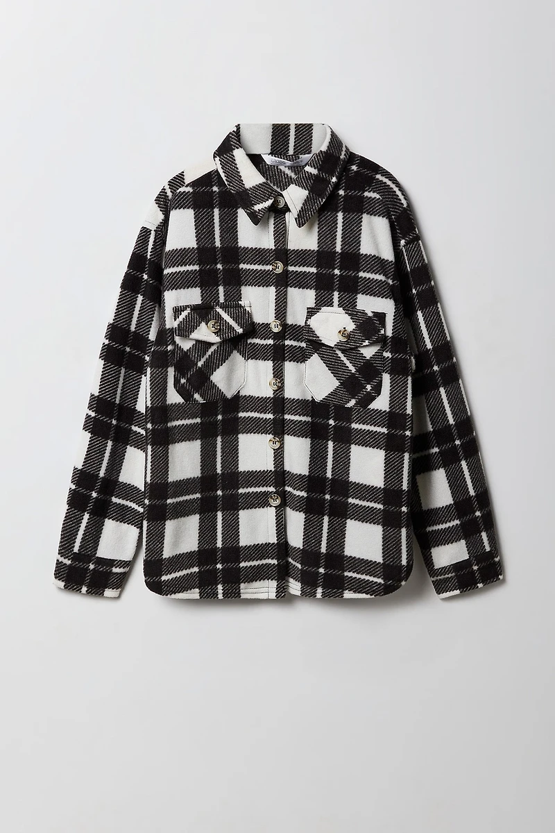 Girls Plaid Flannel Shacket