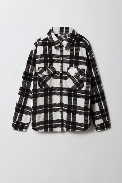 Girls Plaid Flannel Shacket