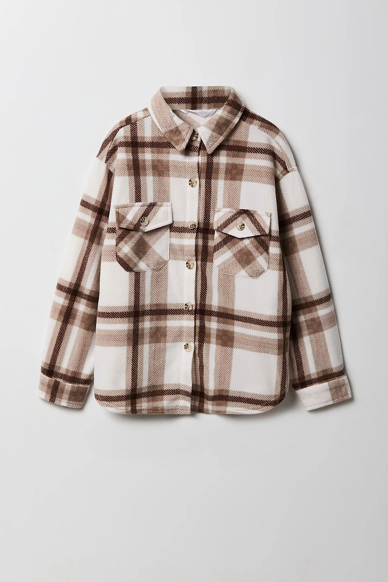 Girls Plaid Flannel Shacket