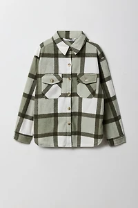 Girls Plaid Flannel Shacket