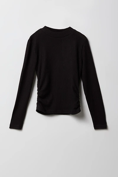 Girls Ribbed Side Cinched Long Sleeve Top