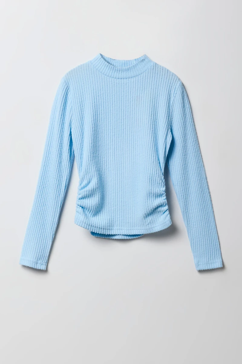 Girls Ribbed Side Cinched Long Sleeve Top